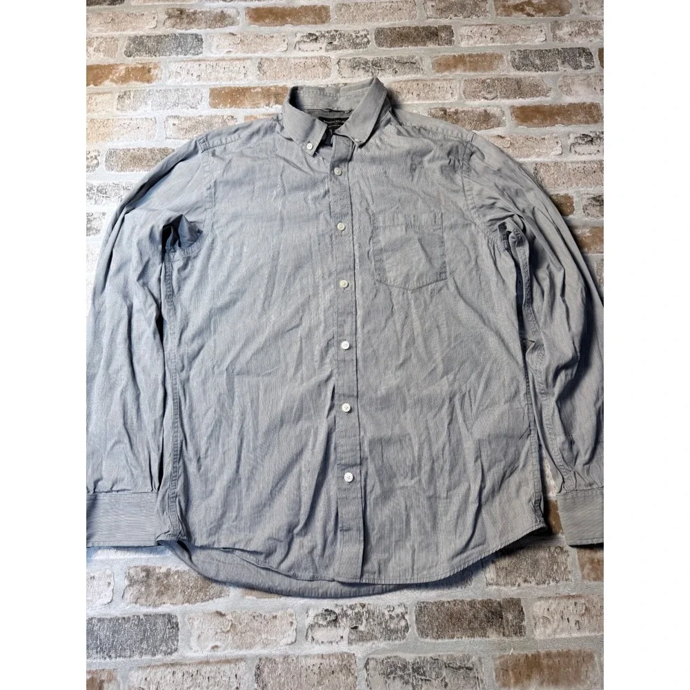 Banana Republic Soft Wash Slim Fit Shirt Mens‎ Medium Blue Micro Stripe Cotton
